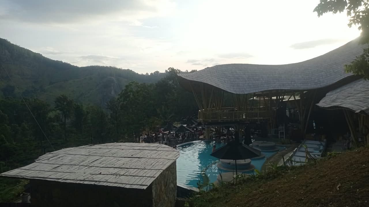 Mountain view from a hillside rest stop
