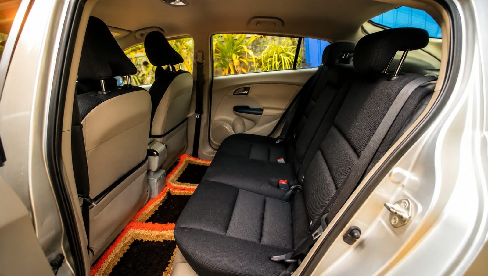 Sedan car rear cabin with the door open